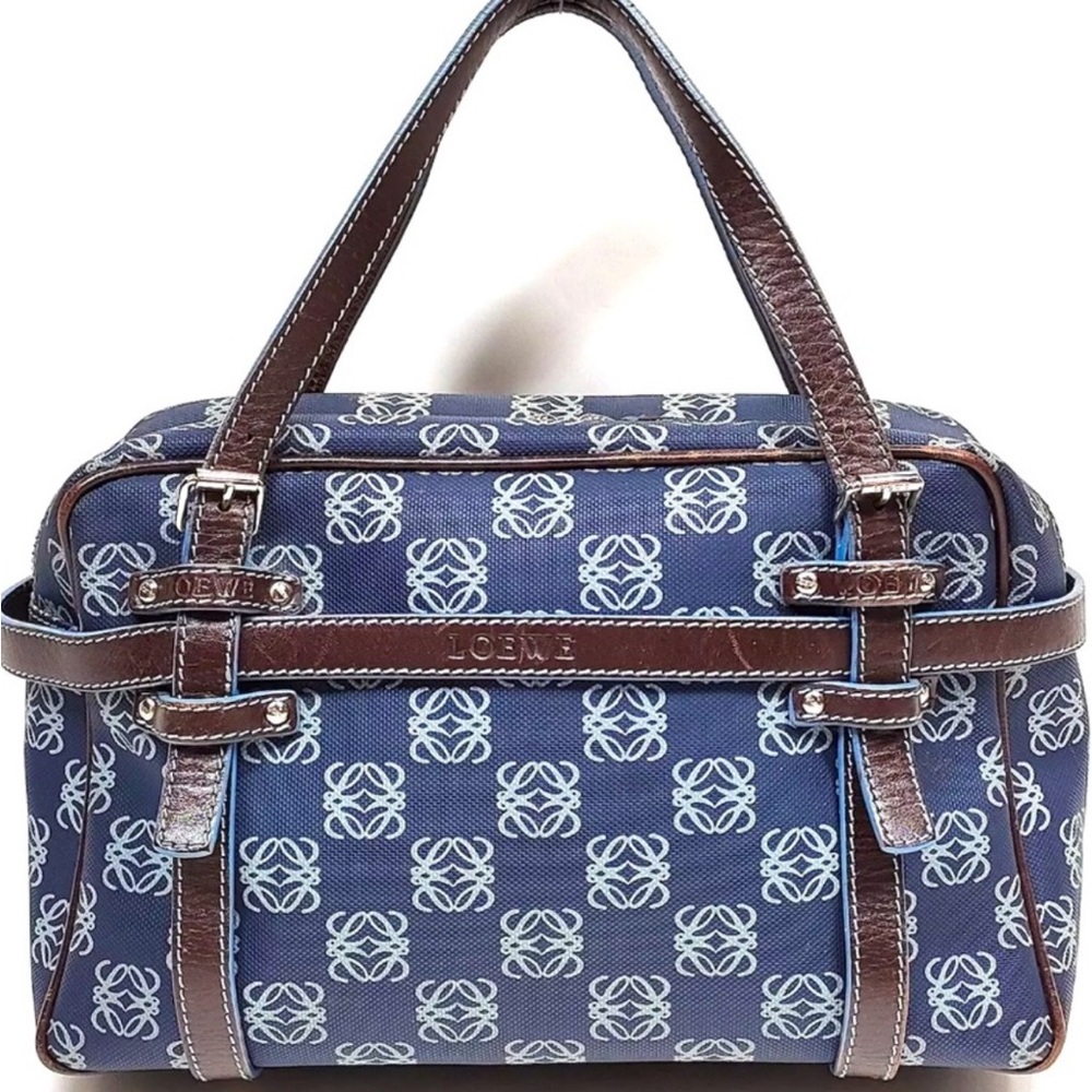 Loewe Anagram Navy Blue Boston Bag w/COA - EUC
